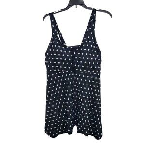 Swimsuits‎ For All Black White Polka Dot Print Longer Length Tankini NWT Plus 18